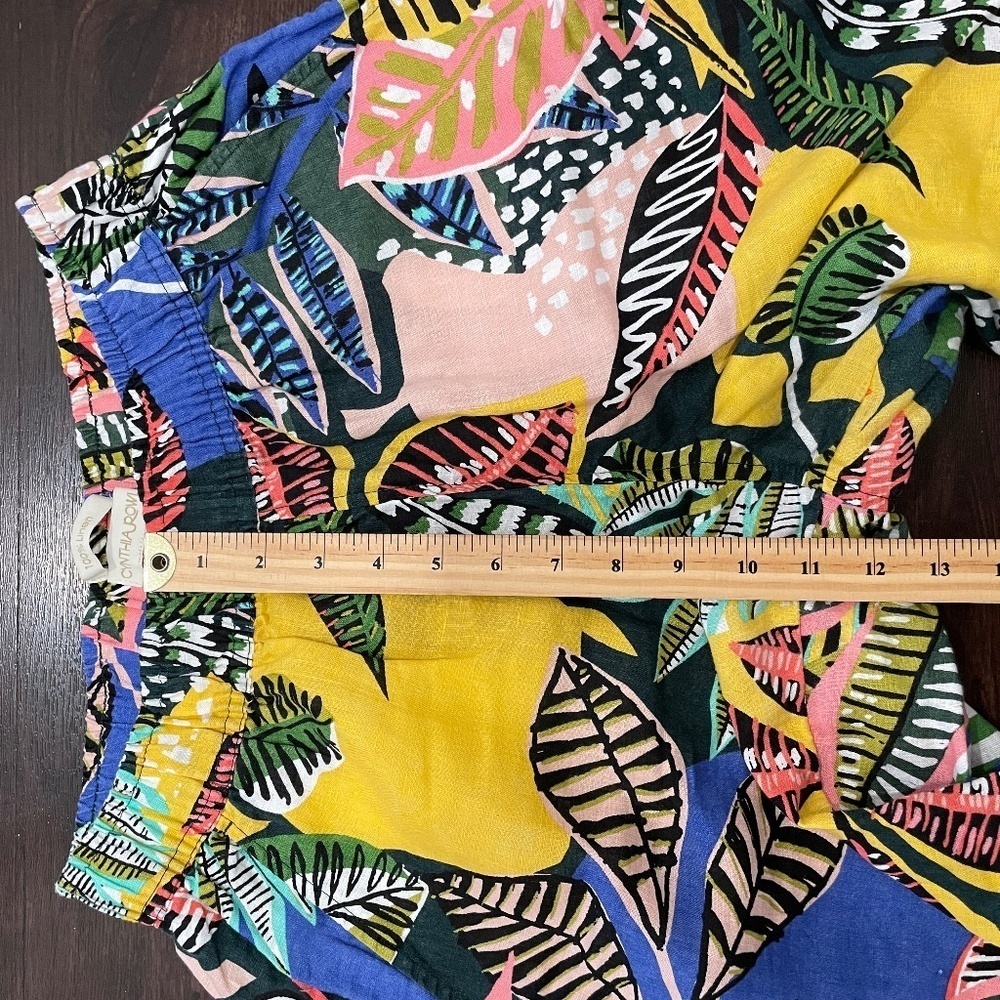 100% Linen Cynthia Rowley Tropical/Floral Summer Wide Leg Pants - Size Small - Picture 5 of 8